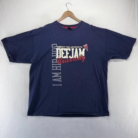 Vintage Def Jam University Shirt Men's 2XL Blue Graphic Hip Hop Oversized y2k - Picture 1 of 6